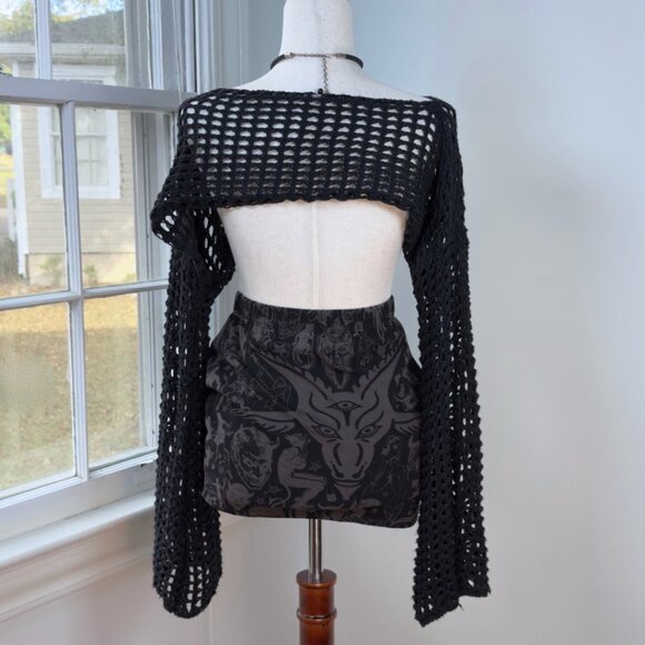 Kreepsville 666 Goat Head Mini Skirt Medium Stretch Cotton Spandex Goth - Picture 3 of 7